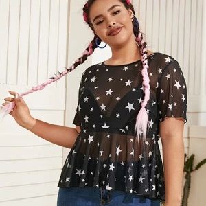 (NWOT) Shein Mesh Peplum Top